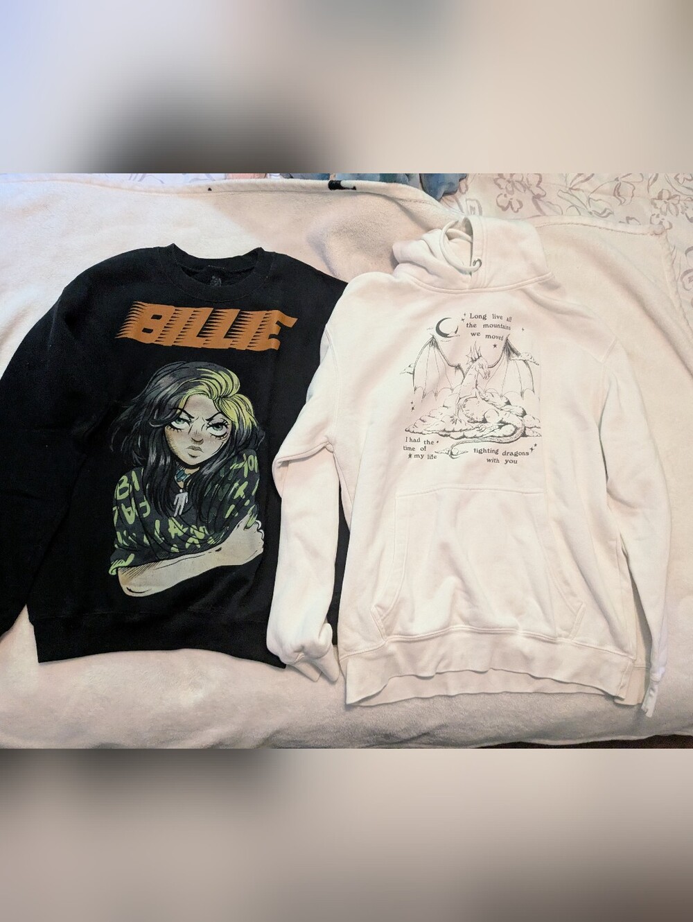 Taylor Swift Speak Now Hoodie & Billie Eilish Anime Crewneck Sweatshirt Size M